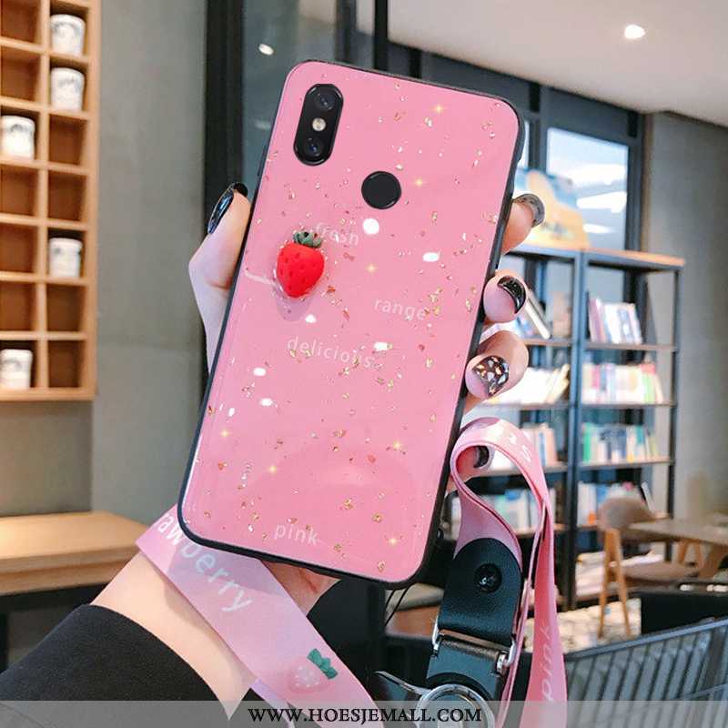 Hoesje Xiaomi Mi 8 Bescherming Hanger Siliconen Anti-fall Patroon Mooie Groen Roze