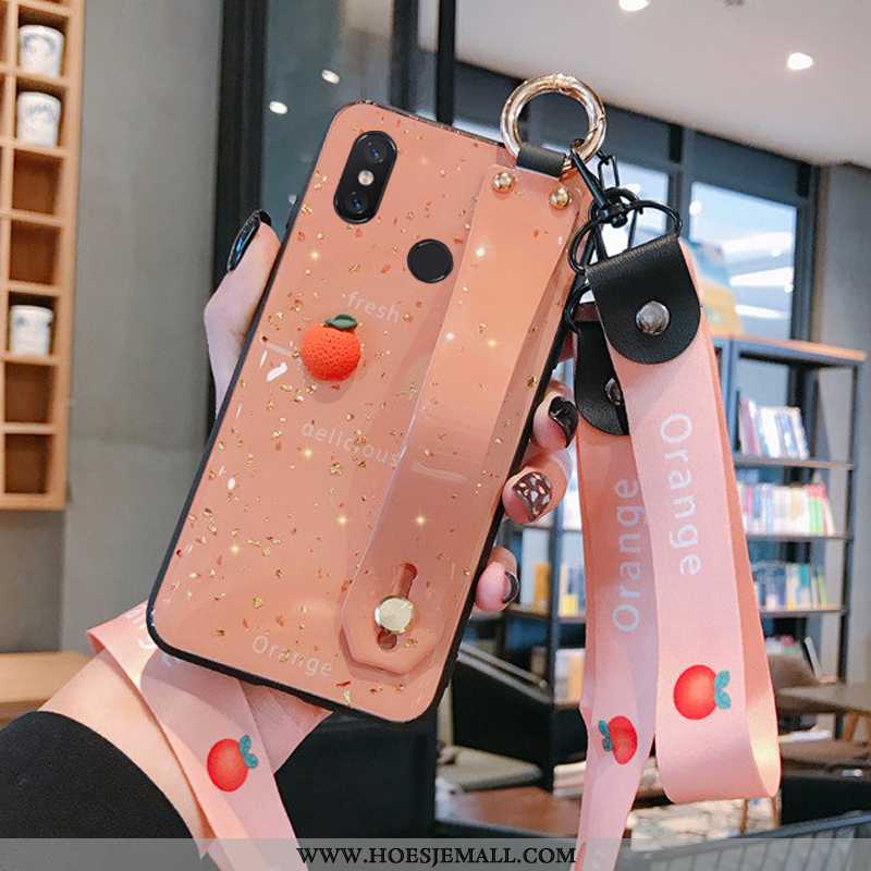 Hoesje Xiaomi Mi 8 Bescherming Hanger Siliconen Anti-fall Patroon Mooie Groen Roze