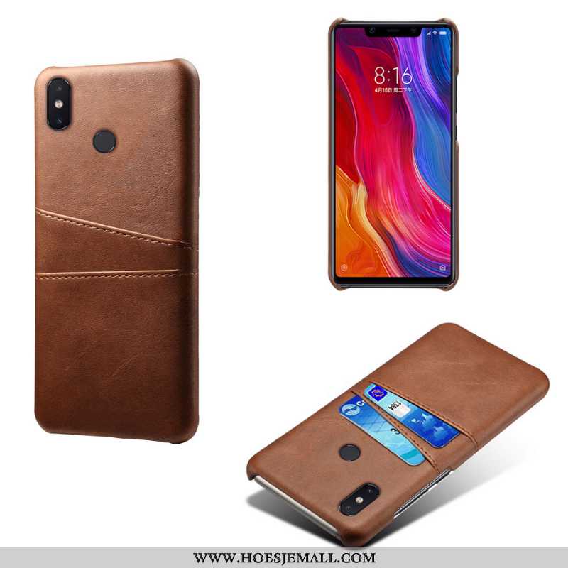 Hoes Xiaomi Mi 8 Leren Hoesje Leer Jeugd Mobiele Telefoon Bescherming Bruin