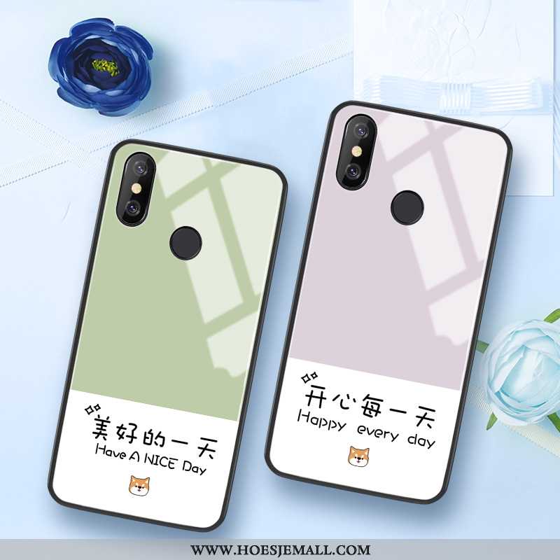 Hoes Xiaomi Mi 8 Scheppend Patroon Anti-fall Glas Siliconen Groen Jeugd