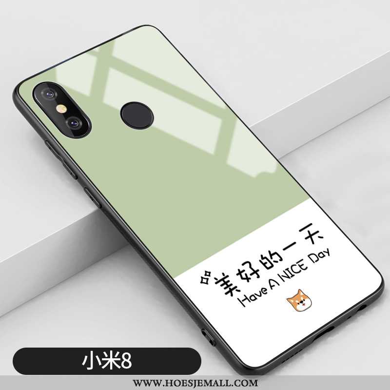 Hoes Xiaomi Mi 8 Scheppend Patroon Anti-fall Glas Siliconen Groen Jeugd