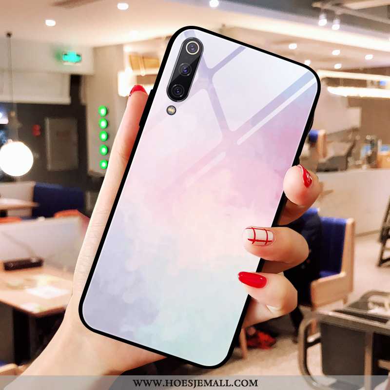 Hoesje Xiaomi Mi 9 Lite Trend Glas Rood Eenvoudige Wind Nieuw Mini Roze