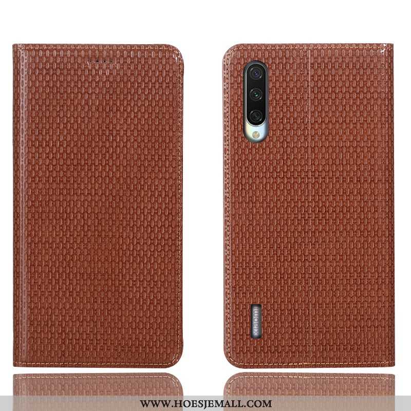 Hoesje Xiaomi Mi 9 Lite Leren Patroon Hoes Folio Mini Bruin Anti-fall Bruine