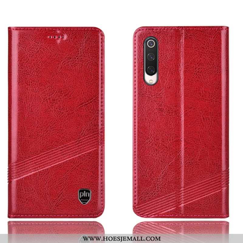 Hoesje Xiaomi Mi 9 Lite Bescherming Leren Anti-fall Mobiele Telefoon Mini Rood Zwarte