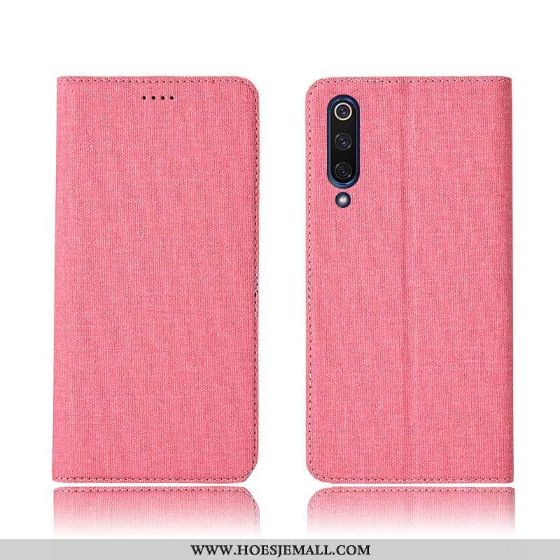 Hoesje Xiaomi Mi 9 Lite Zacht Siliconen Mobiele Telefoon Katoen En Linnen All Inclusive Leren Roze