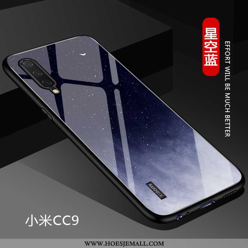 Hoesje Xiaomi Mi 9 Lite Glas Persoonlijk Trend Zacht Hoes Effen Kleur Donkerblauwe