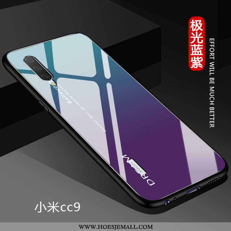 Hoesje Xiaomi Mi 9 Lite Glas Persoonlijk Trend Zacht Hoes Effen Kleur Donkerblauwe