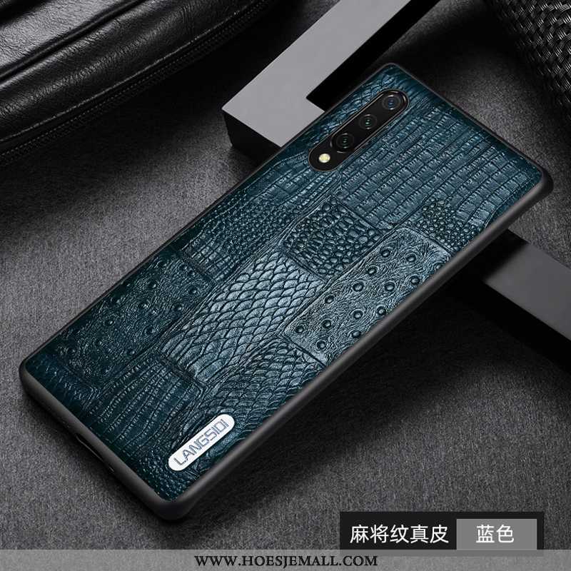 Hoes Xiaomi Mi 9 Lite Bescherming Leren Hoesje Anti-fall Bedrijf Kwaliteit Blauwe