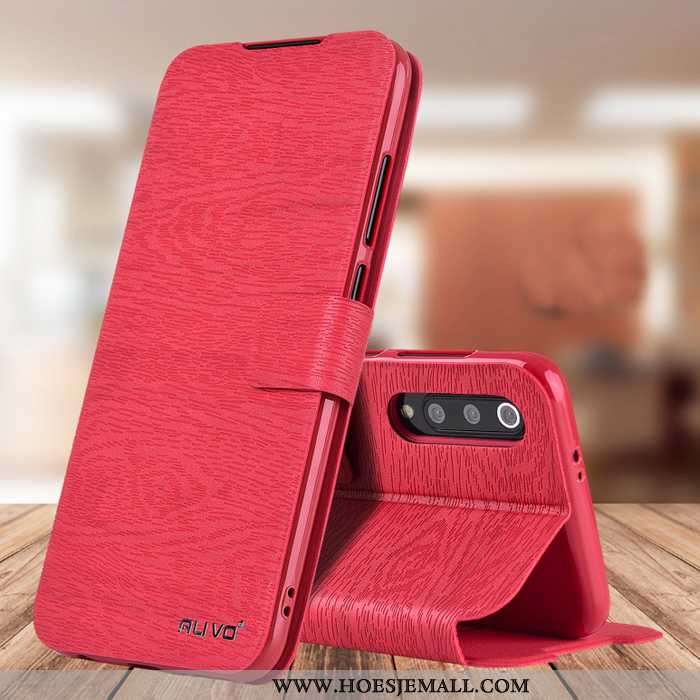 Hoesje Xiaomi Mi 9 Lite Bescherming Leren Mini Pas Mobiele Telefoon Folio Rood