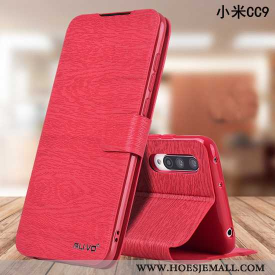 Hoesje Xiaomi Mi 9 Lite Bescherming Leren Mini Pas Mobiele Telefoon Folio Rood