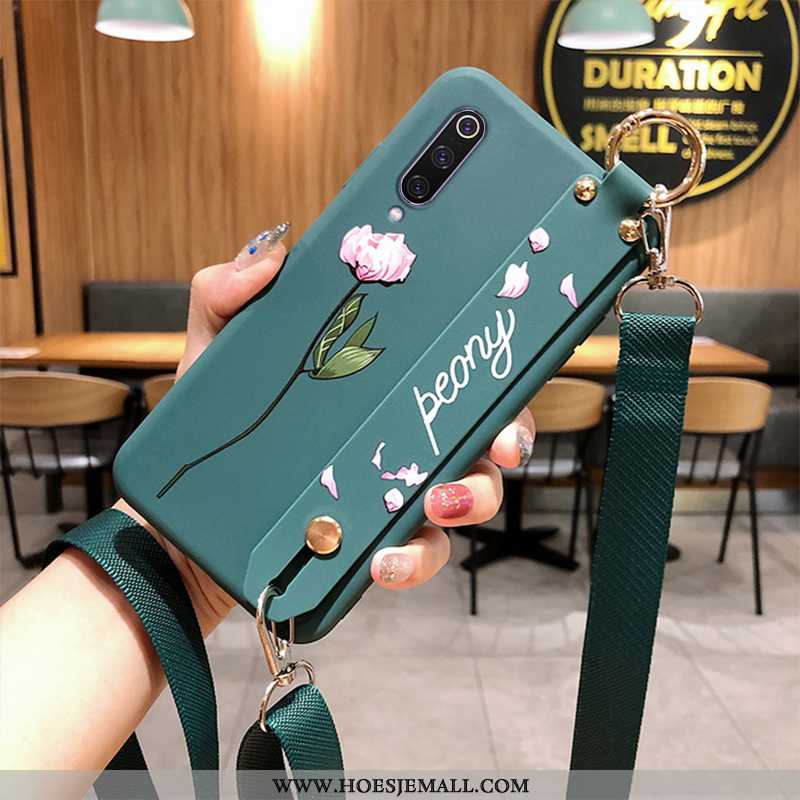 Hoesje Xiaomi Mi 9 Se Zacht Skärmskydd Pioen Bloemen Hoes Hanger All Inclusive Groen