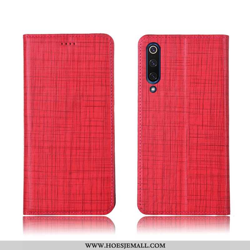 Hoes Xiaomi Mi 9 Se Leren Hoesje Echt Leer Mobiele Telefoon Anti-fall Siliconen Patroon Bescherming 