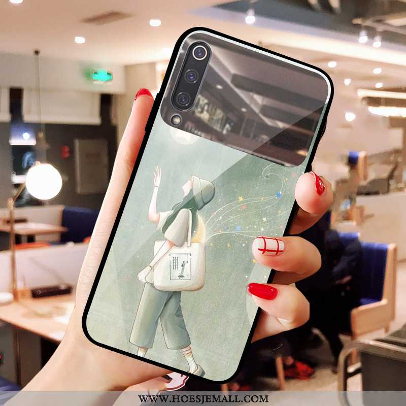Hoesje Xiaomi Mi 9 Glas Mooie Hart Make-up Mobiele Telefoon Vers Groen