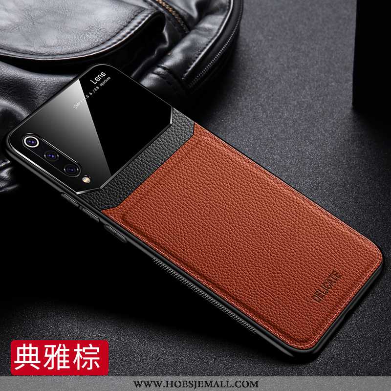 Hoes Xiaomi Mi 9 Leren Hoesje Persoonlijk Dun Bescherming Mobiele Telefoon Zacht Net Red Bruin