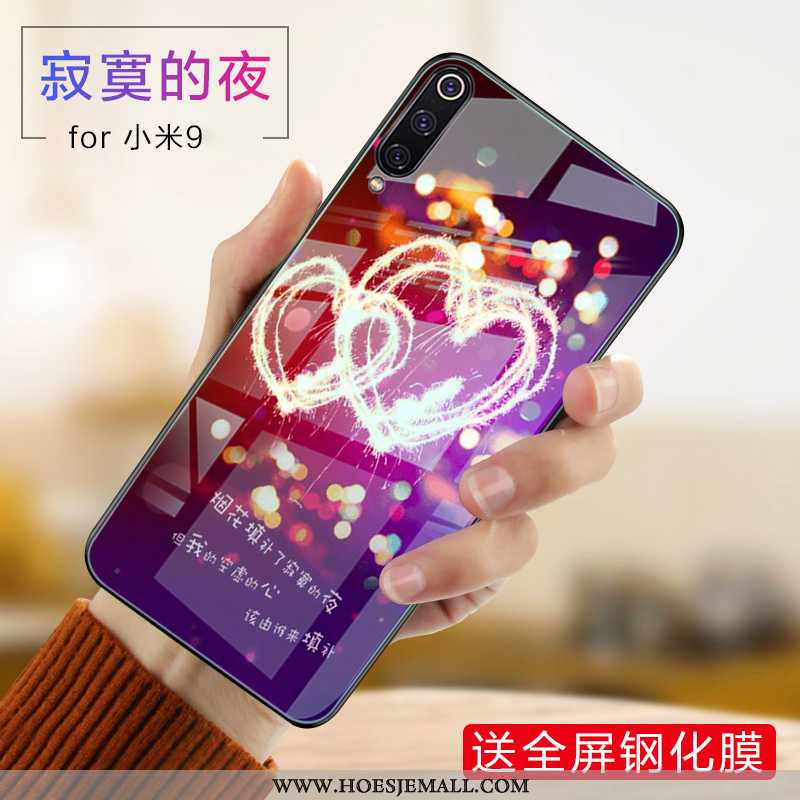 Hoes Xiaomi Mi 9 Bescherming Glas Trend Hoesje Siliconen Purper