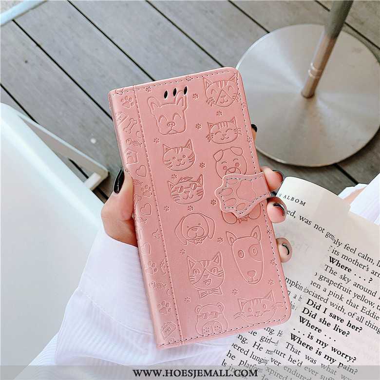 Hoesje Xiaomi Mi 9 Leren Bescherming Hond Mobiele Telefoon Anti-fall Clamshell Mini Roze