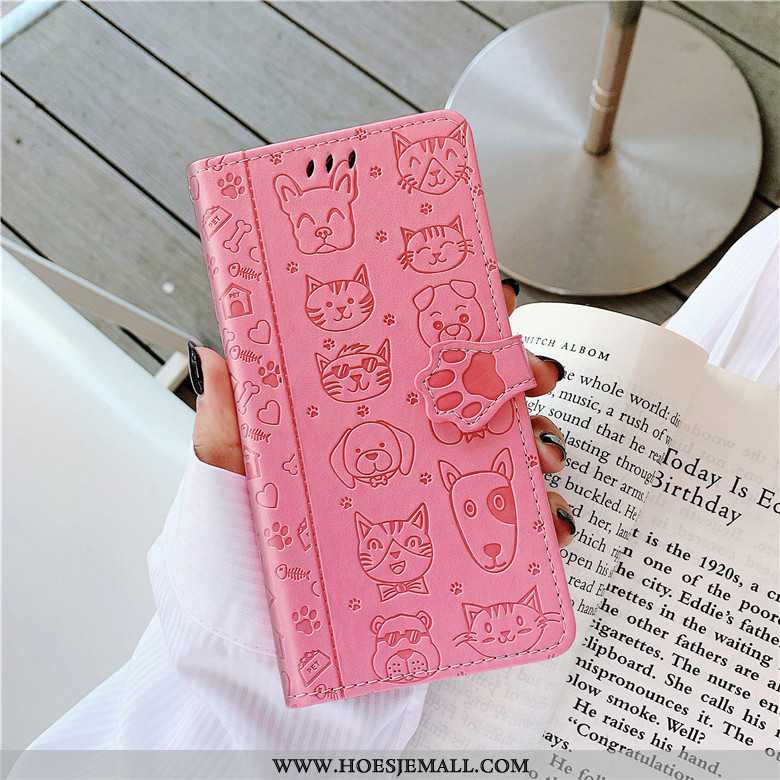 Hoesje Xiaomi Mi 9 Leren Bescherming Hond Mobiele Telefoon Anti-fall Clamshell Mini Roze