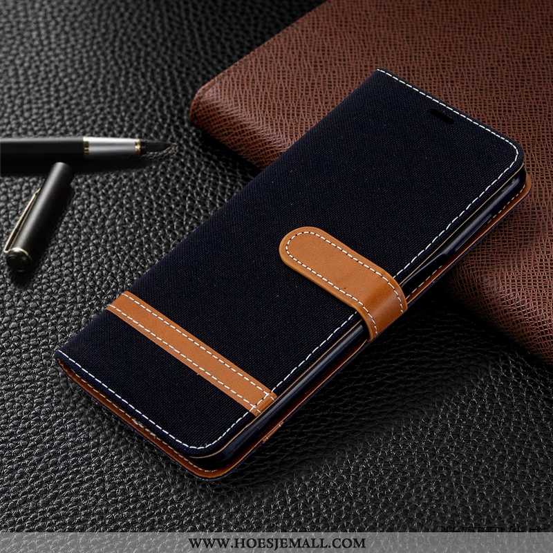 Hoes Xiaomi Mi 9 Leren Hoesje Denim Mobiele Telefoon Bedrijf Folio Donkerblauw Kaart Donkerblauwe