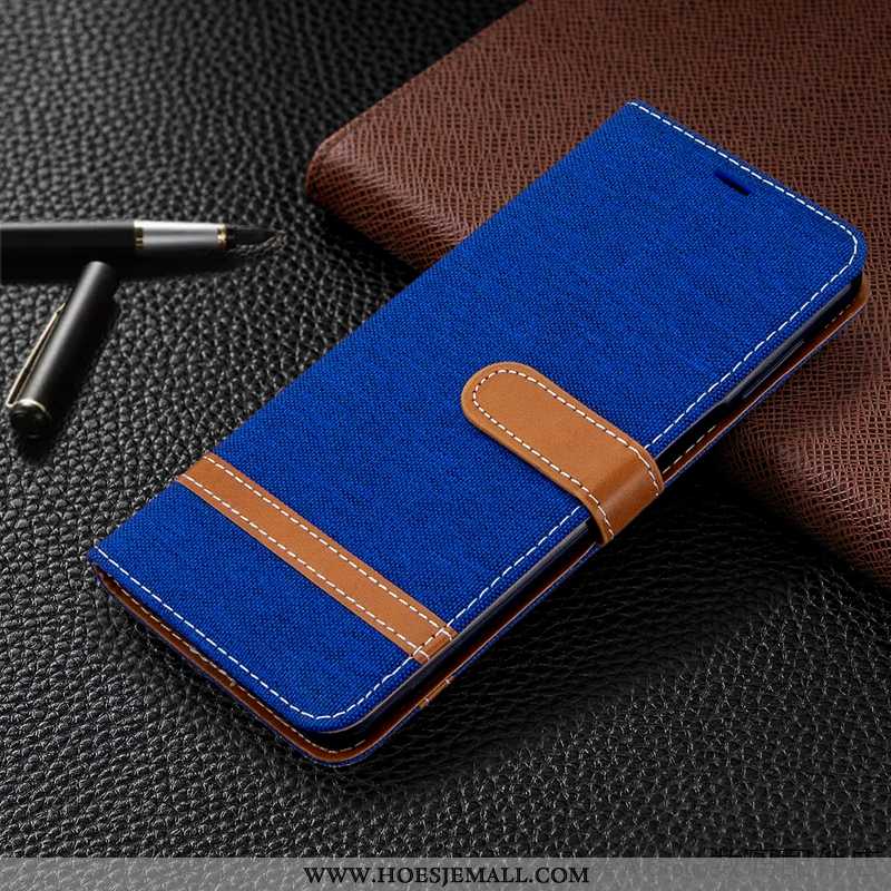 Hoes Xiaomi Mi 9 Leren Hoesje Denim Mobiele Telefoon Bedrijf Folio Donkerblauw Kaart Donkerblauwe