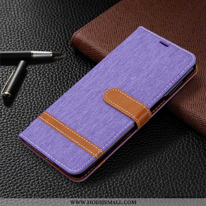 Hoes Xiaomi Mi 9 Leren Hoesje Denim Mobiele Telefoon Bedrijf Folio Donkerblauw Kaart Donkerblauwe