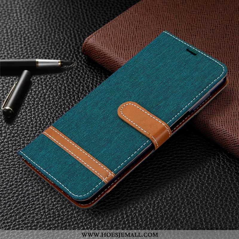 Hoes Xiaomi Mi 9 Leren Hoesje Denim Mobiele Telefoon Bedrijf Folio Donkerblauw Kaart Donkerblauwe