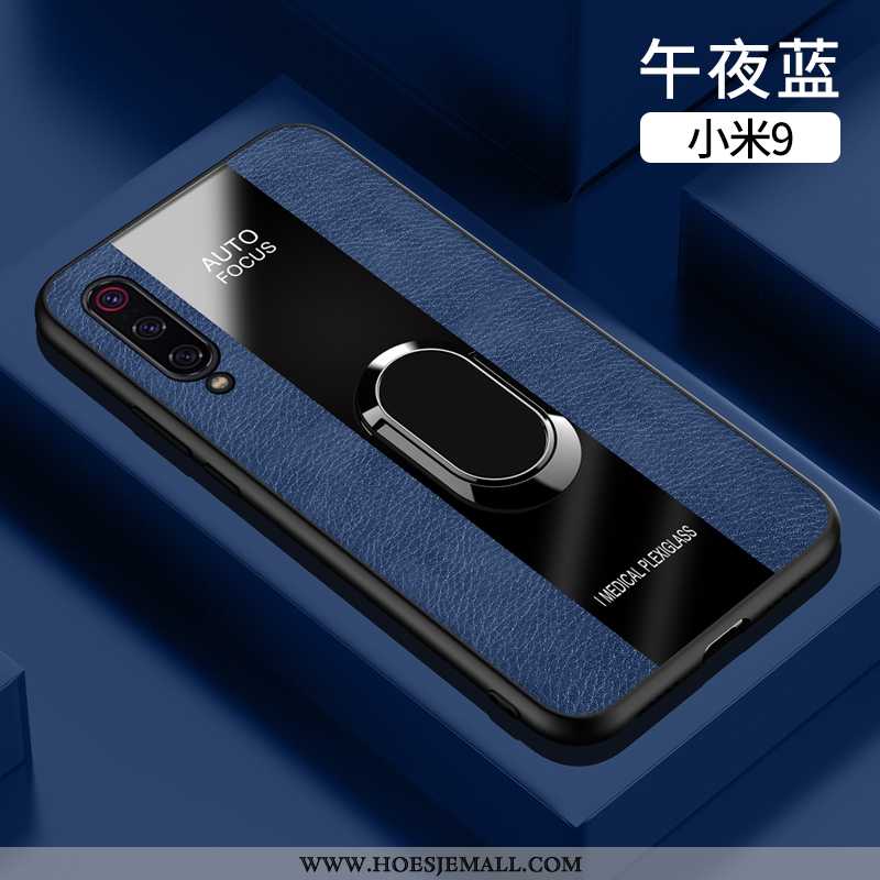 Hoes Xiaomi Mi 9 Leren Hoesje Persoonlijk Anti-fall Zacht Siliconen All Inclusive Ontwerp Blauwe