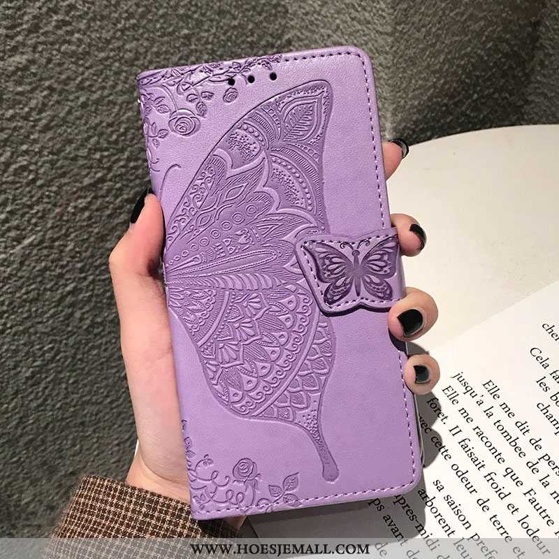 Hoes Xiaomi Mi 9 Leren Hoesje Siliconen Purper Mini Rood