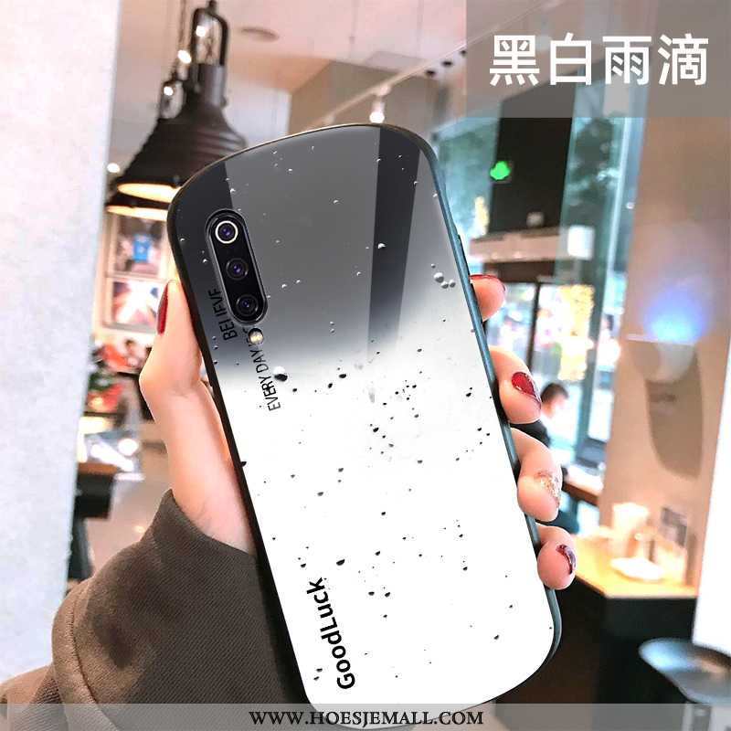 Hoesje Xiaomi Mi 9 Glas Mode Boog Mobiele Telefoon All Inclusive Anti-fall Hoes Blauwe