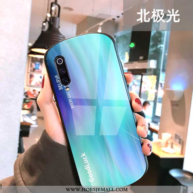 Hoesje Xiaomi Mi 9 Glas Mode Boog Mobiele Telefoon All Inclusive Anti-fall Hoes Blauwe