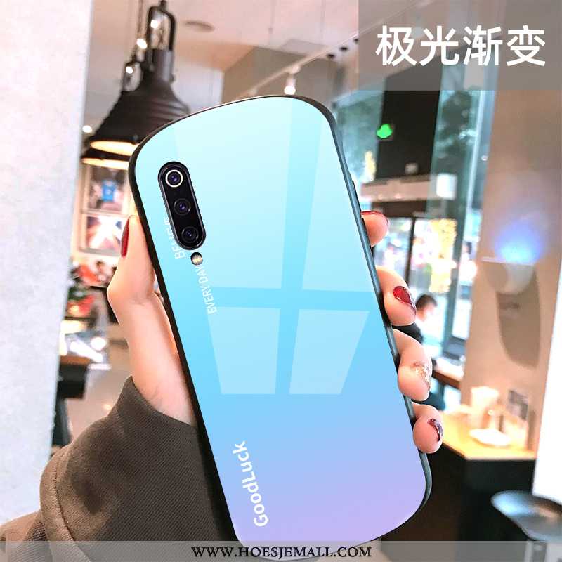 Hoesje Xiaomi Mi 9 Glas Mode Boog Mobiele Telefoon All Inclusive Anti-fall Hoes Blauwe