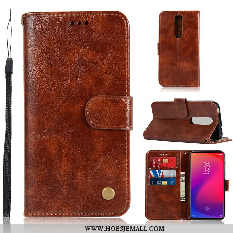 Hoes Xiaomi Mi 9t Pro Persoonlijk Vintage Leren Hoesje Clamshell Bescherming Rood Zacht Bruine