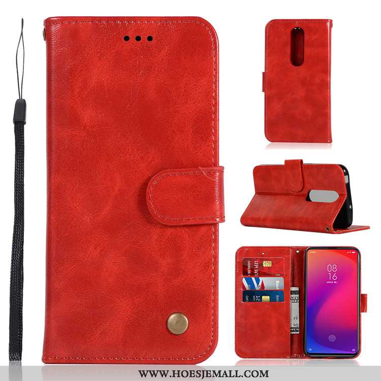 Hoes Xiaomi Mi 9t Pro Persoonlijk Vintage Leren Hoesje Clamshell Bescherming Rood Zacht Bruine