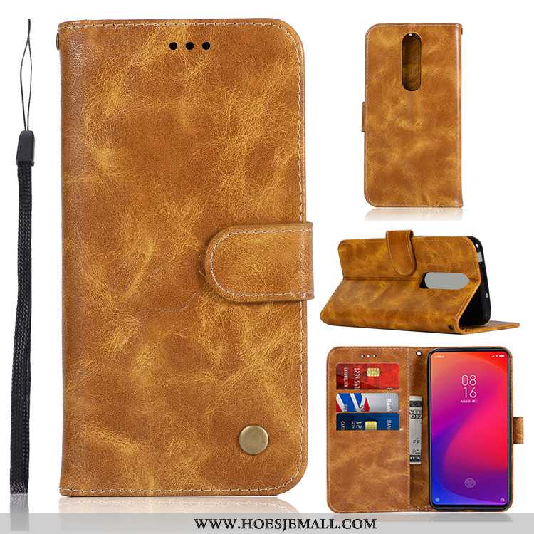 Hoes Xiaomi Mi 9t Pro Persoonlijk Vintage Leren Hoesje Clamshell Bescherming Rood Zacht Bruine