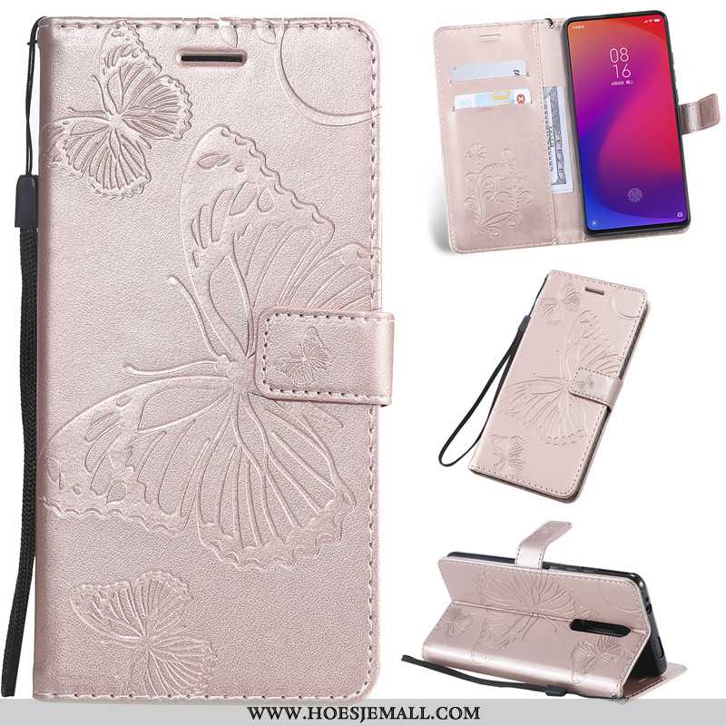 Hoes Xiaomi Mi 9t Pro Leren Hoesje Anti-fall Mobiele Telefoon Clamshell Mini Rood Beige