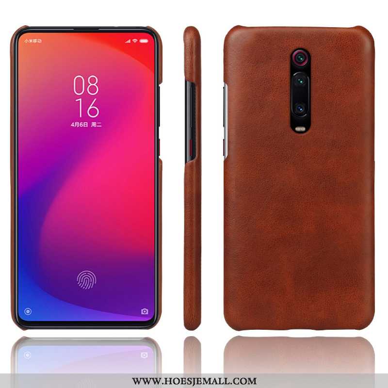 Hoesje Xiaomi Mi 9t Pro Bescherming Leren Mobiele Telefoon Rood Hard Hoes Bruin