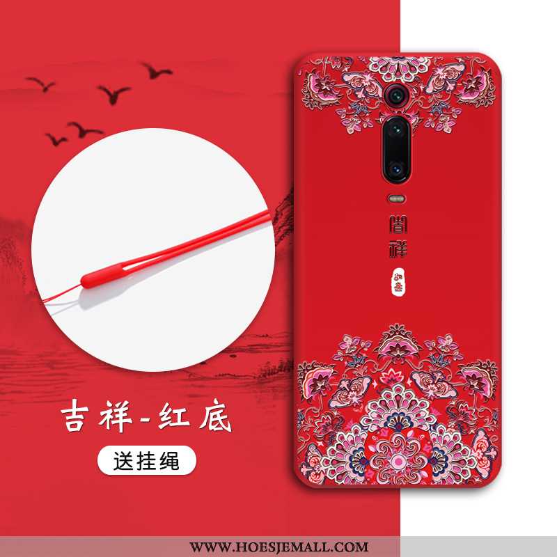 Hoes Xiaomi Mi 9t Pro Bescherming Reliëf Anti-fall Hoesje Zacht Rood Mini Zwarte