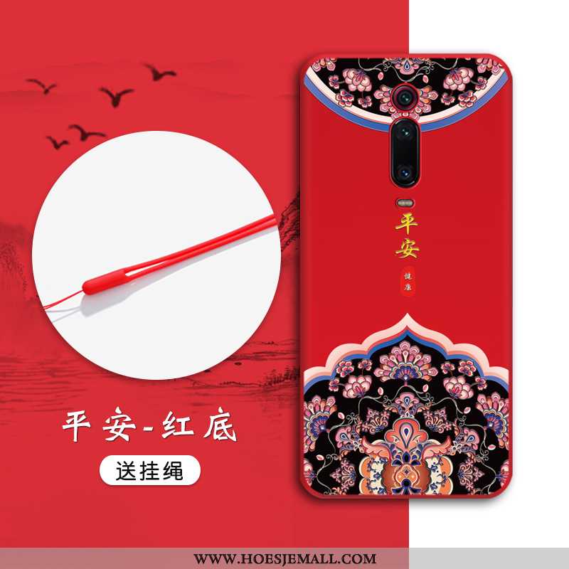 Hoes Xiaomi Mi 9t Pro Bescherming Reliëf Anti-fall Hoesje Zacht Rood Mini Zwarte