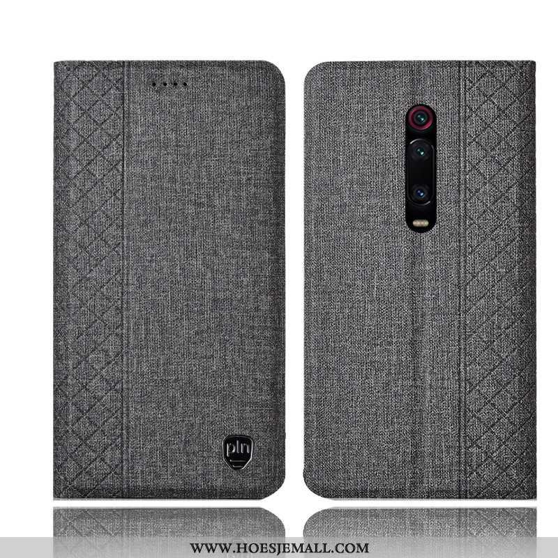 Hoesje Xiaomi Mi 9t Pro Bescherming Katoen En Linnen Rood Hoes Anti-fall Folio Zwarte