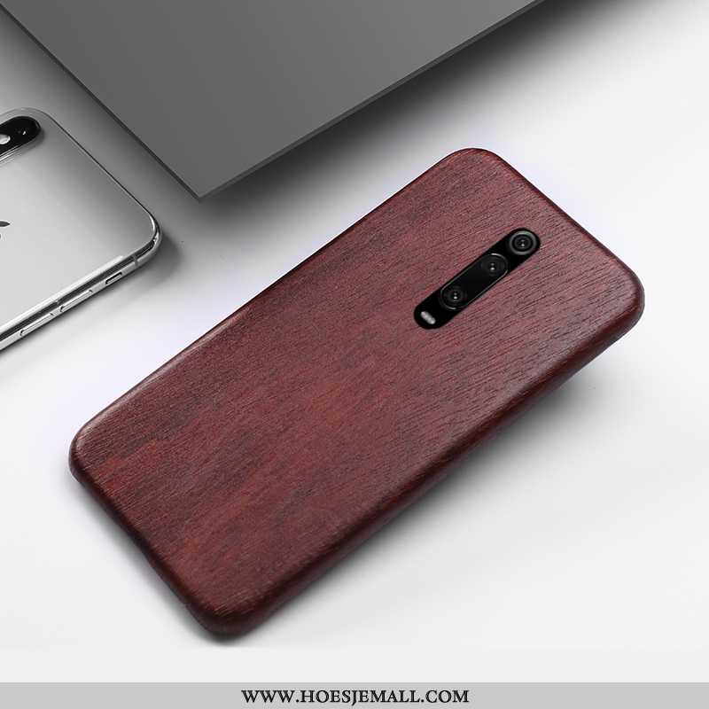 Hoes Xiaomi Mi 9t Pro Hout Bescherming Rood Chinese Stijl Mobiele Telefoon Mini Bruin