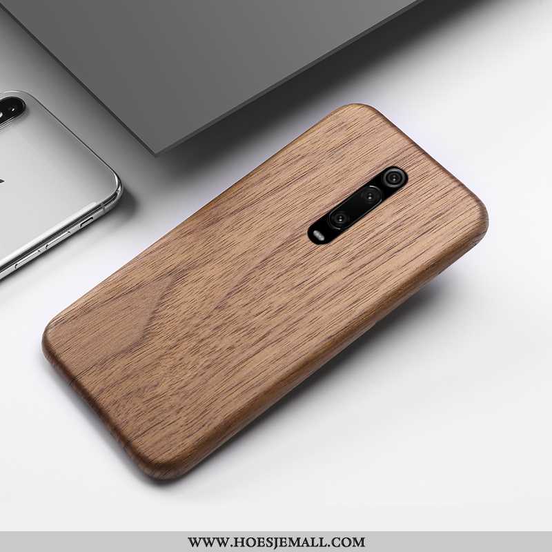 Hoes Xiaomi Mi 9t Pro Hout Bescherming Rood Chinese Stijl Mobiele Telefoon Mini Bruin