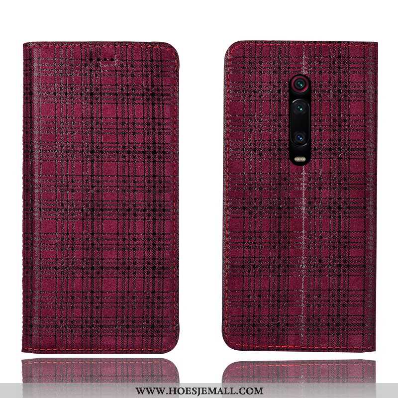 Hoesje Xiaomi Mi 9t Pro Bescherming Leren Fluweel Rood Mobiele Telefoon Mini Folio