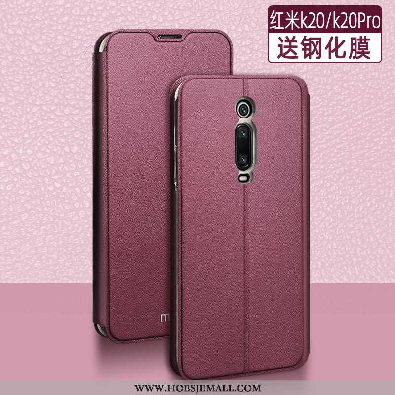 Hoesje Xiaomi Mi 9t Pro Leren Trend Windows Mesh Clamshell Bescherming Hoes Blauwe