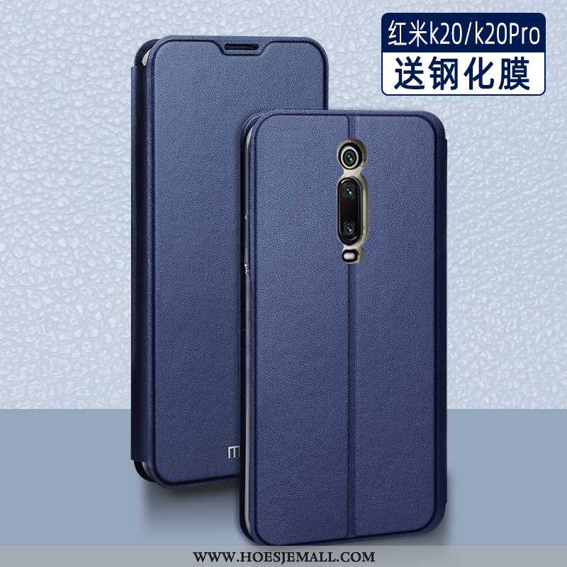 Hoesje Xiaomi Mi 9t Pro Leren Trend Windows Mesh Clamshell Bescherming Hoes Blauwe