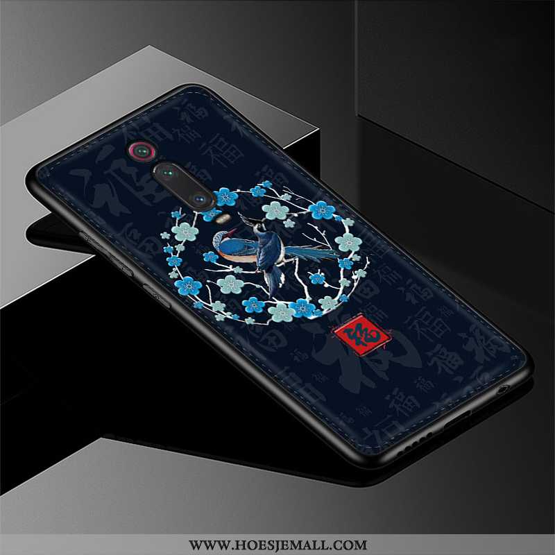 Hoesje Xiaomi Mi 9t Pro Glas Doorzichtig Trend Rood Leer Mobiele Telefoon Zwarte