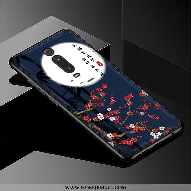 Hoesje Xiaomi Mi 9t Pro Glas Doorzichtig Trend Rood Leer Mobiele Telefoon Zwarte