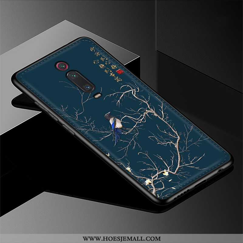 Hoesje Xiaomi Mi 9t Pro Glas Doorzichtig Trend Rood Leer Mobiele Telefoon Zwarte