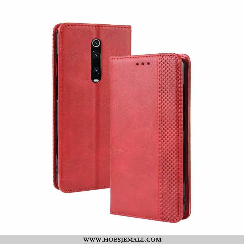 Hoesje Xiaomi Mi 9t Pro Leren Vintage Geel Zacht Rood Mobiele Telefoon