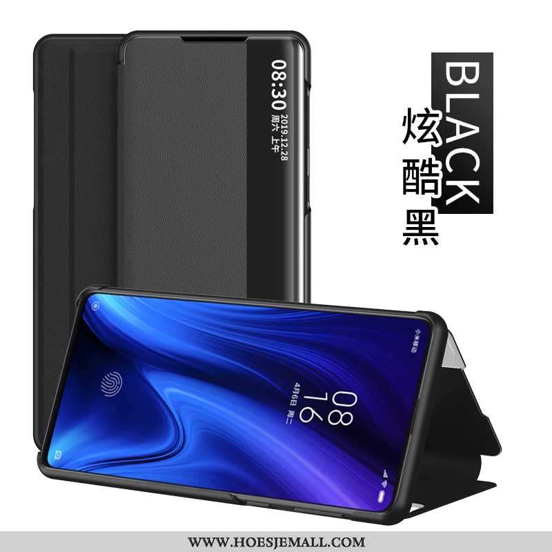 Hoesje Xiaomi Mi 9t Bescherming Leren Mini Windows Hoes Zwart Zwarte