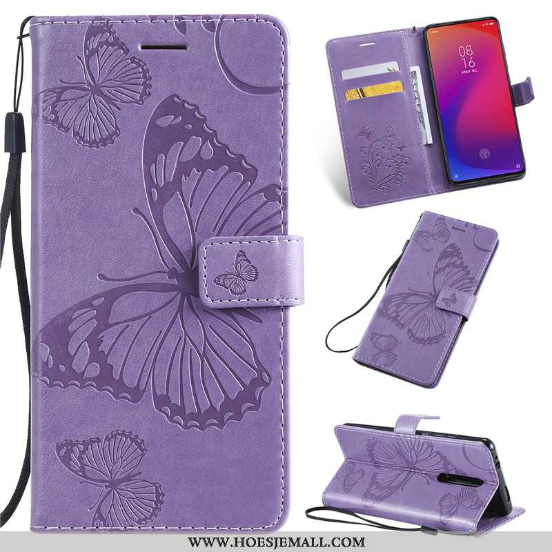 Hoesje Xiaomi Mi 9t Bescherming Leren Purper Mobiele Telefoon Mini Kaart Hoes