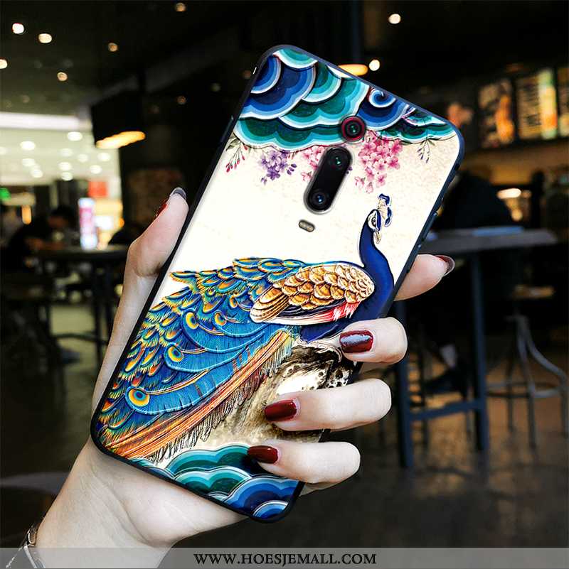 Hoesje Xiaomi Mi 9t Bescherming Schrobben Anti-fall Mobiele Telefoon Chinese Stijl Rood Blauwe